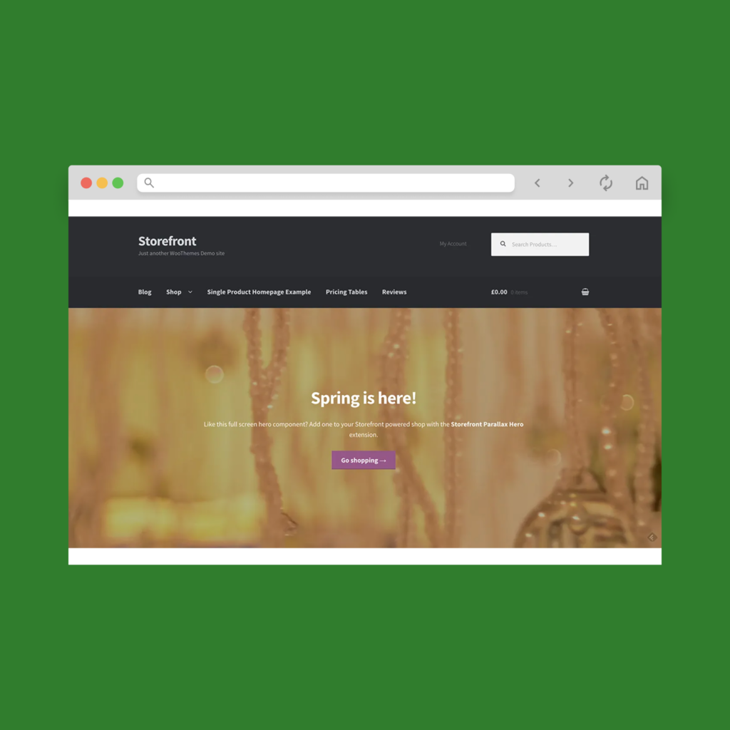 A screenshot mockup of the best free WooCommerce theme example: Storefront