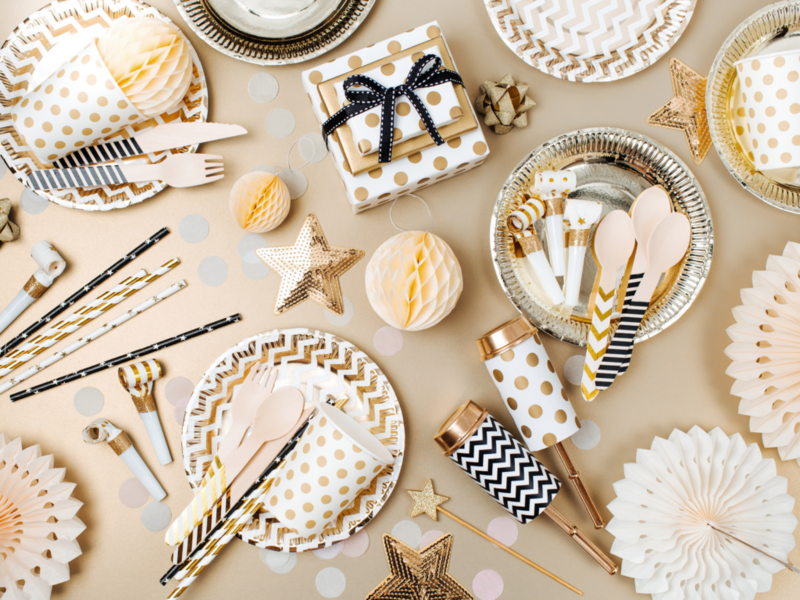 Elegant gold and black party supplies, perfect for celebrations, featuring best-selling items from Etsy.