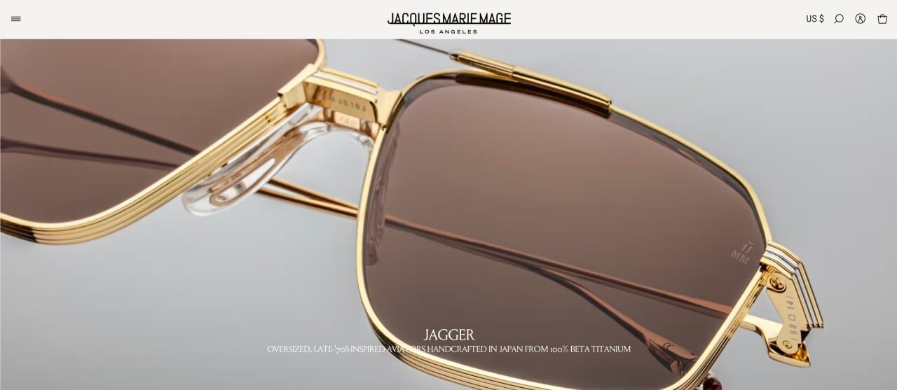 The homepage of the Jacques Marie Mage Shopify store