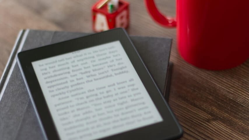 A tablet with an eBook open.