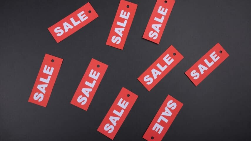 A collection of red tags with the word 