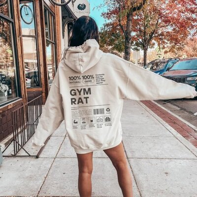 A hoodie with a Gym Rat design, showcasing everything gym enthusiasts are about.