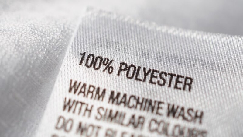 A polyester fabric tag.