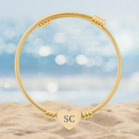 Heart Cuff Bracelet (Engraving)