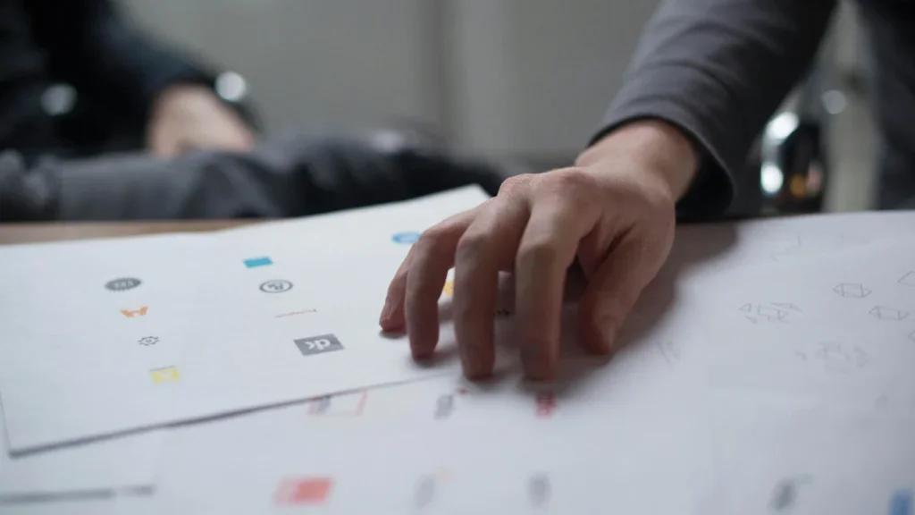 A person developing branding elements.