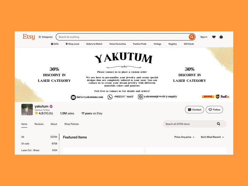 Yakutum’s Etsy shop screenshot mockup.