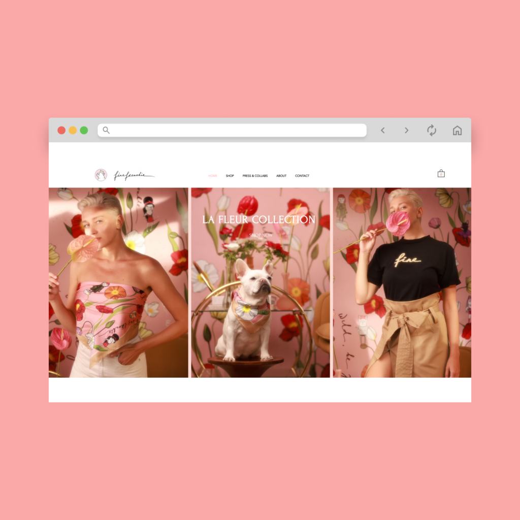 Fine Frenchie homepage hero section screenshot.