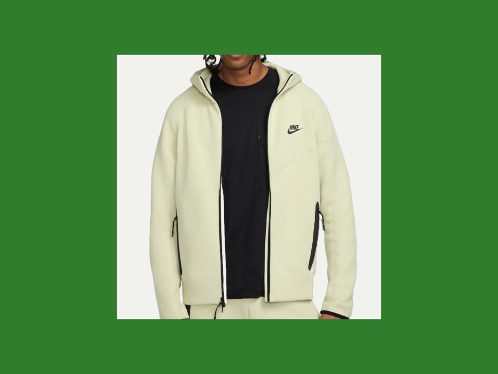 A screenshot mockup of a Nike zip-up hoodie.