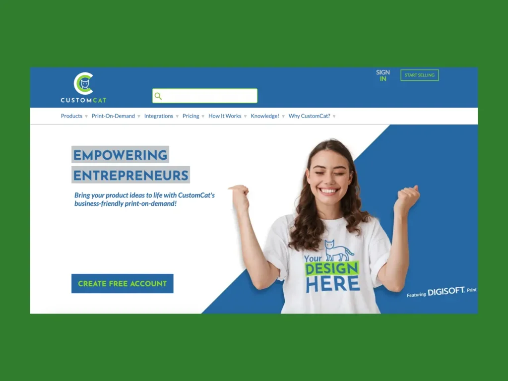 A screenshot of the CustomCat landing page.