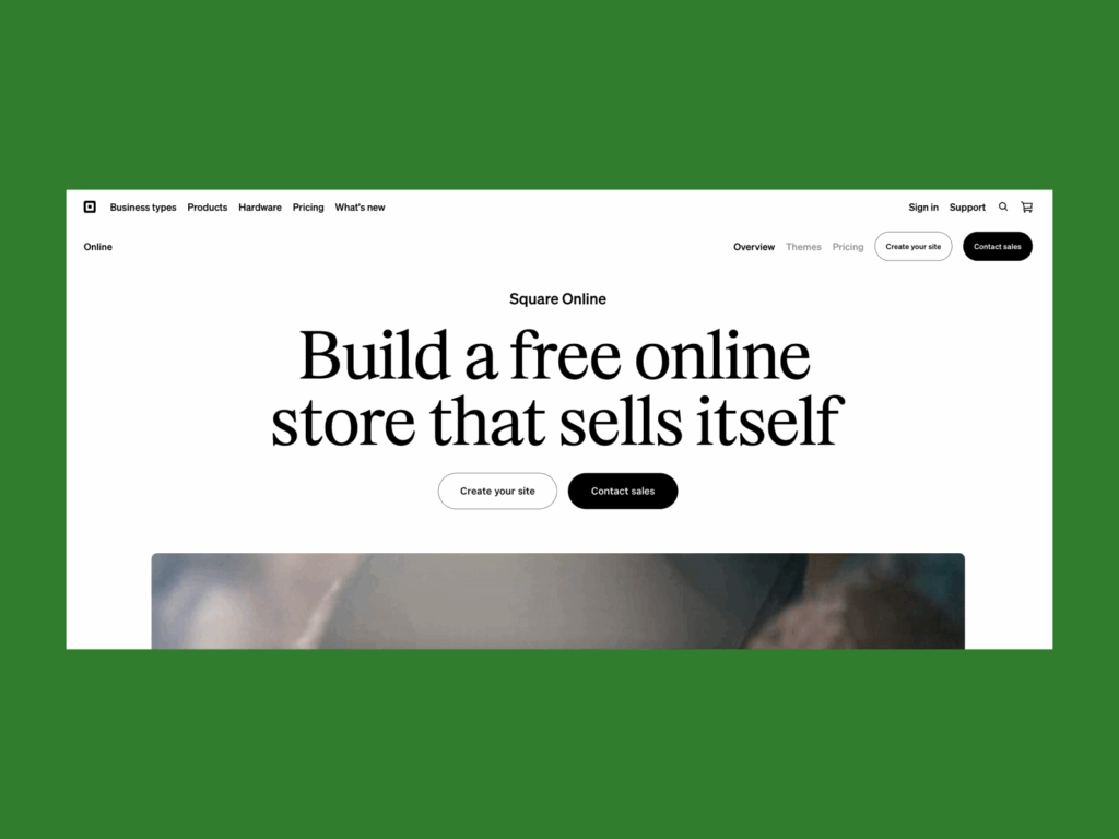A screenshot of the Square Online landing page.