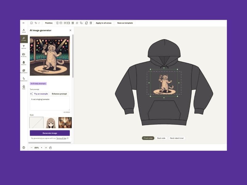 AI image generator in Printify's Product Creator.