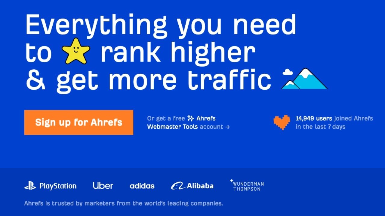Ahrefs home page.