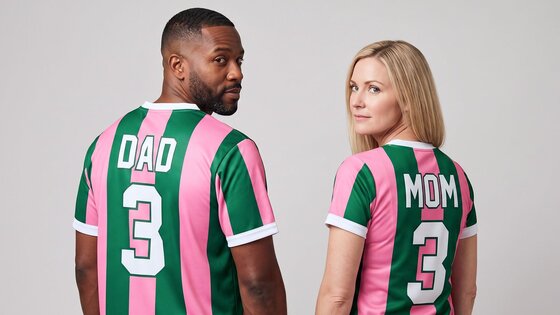Custom DAD and MOM team jerseys with player numbers