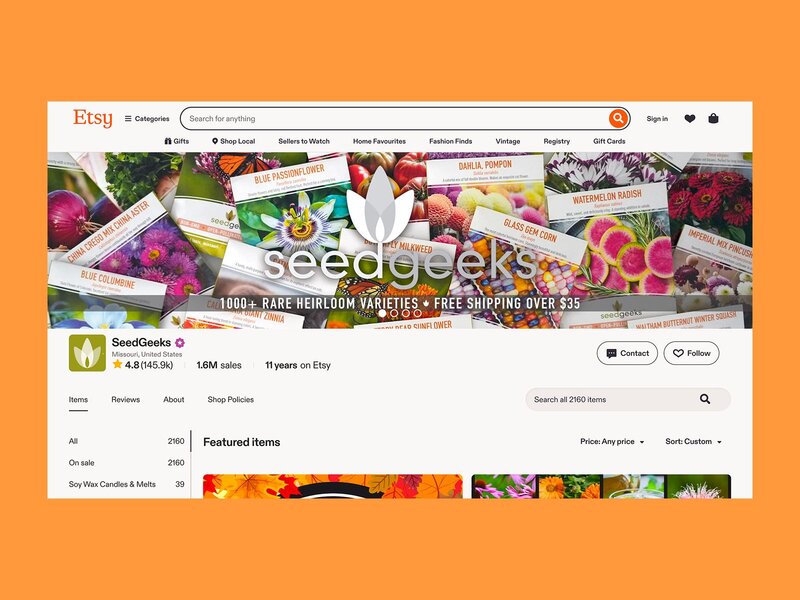 SeedGeeks’s Etsy shop screenshot mockup.