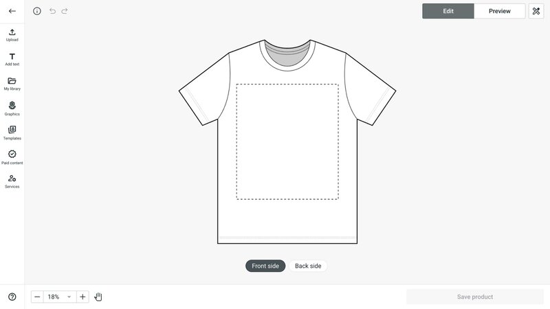 A screenshot of the Printify Product Creator for t-shirt design.