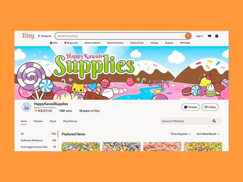HappyKawaiiSupplies’s Etsy shop screenshot mockup.