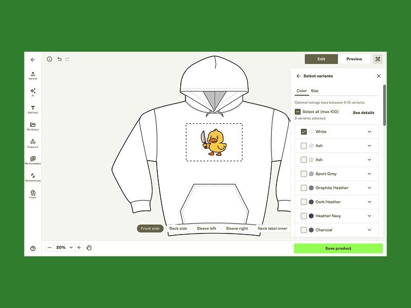 Screenshot of Printify’s Product Creator