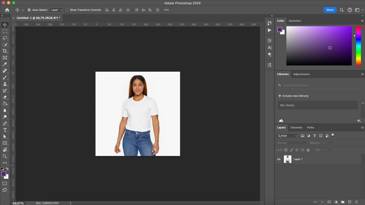 A screenshot of the Adobe Photoshop t-shirt design software.