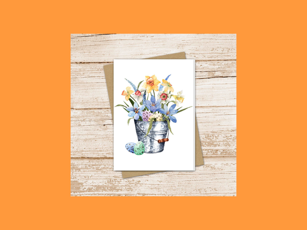 A greeting card with flowers painted on it.