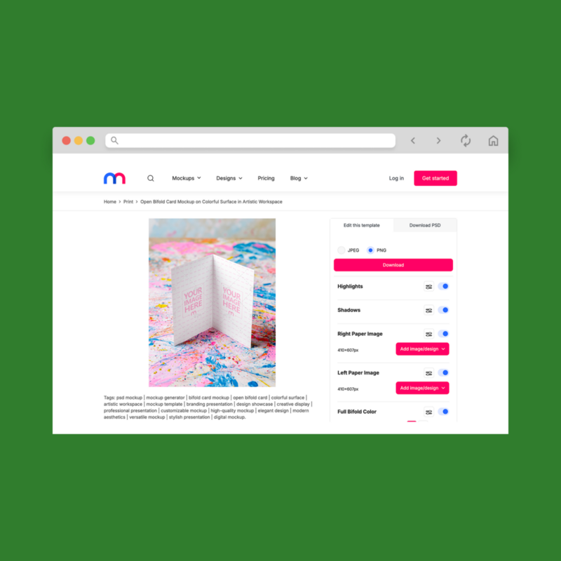 A screenshot mockup of Mediamodifier’s mockup generator.