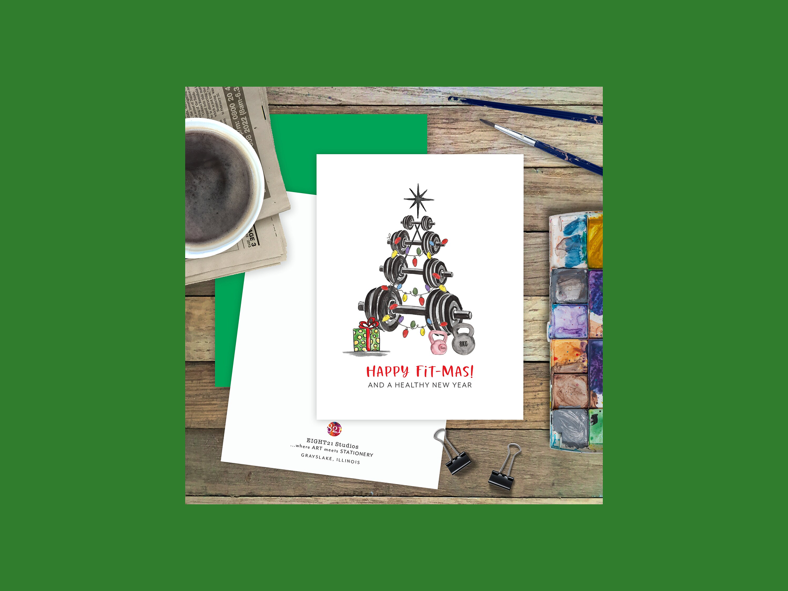 A “Happy Fit-mas” Christmas card.