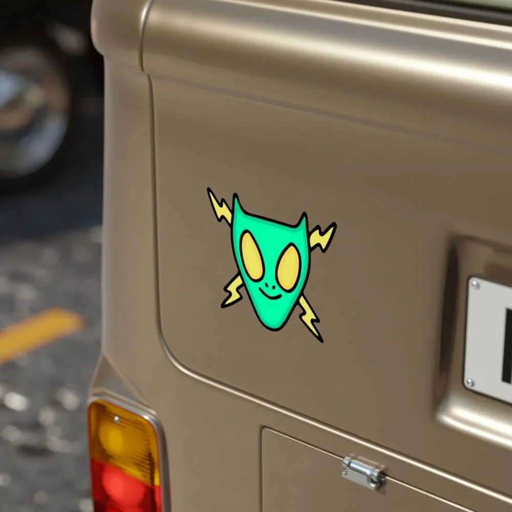 Transparent die-cut sticker on the back of the car.