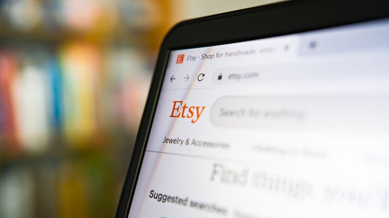 Etsy website displayed on a laptop screen.