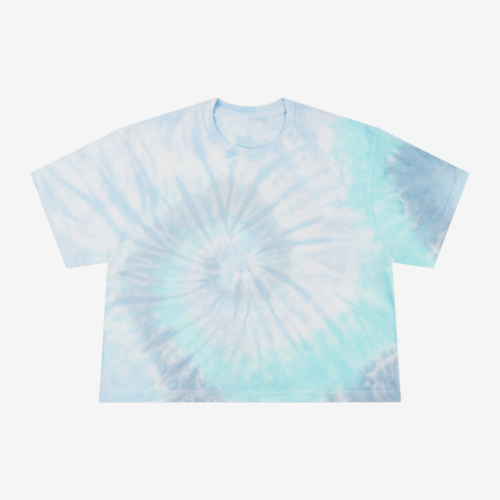 Pale blue and light blue tie-dye t-shirt.