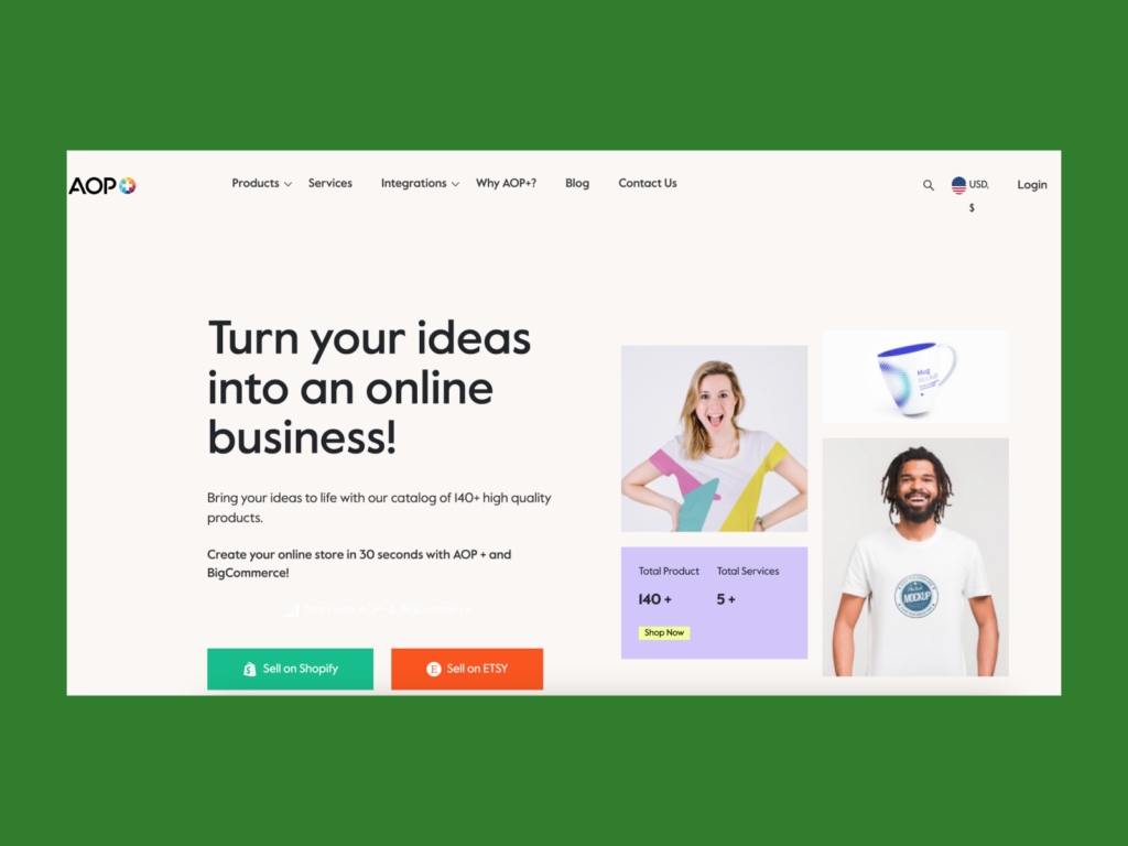 A screenshot of the AOP+ landing page.