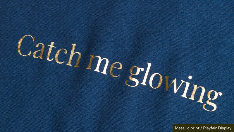 Close-up of a metallic print finish on fabric
