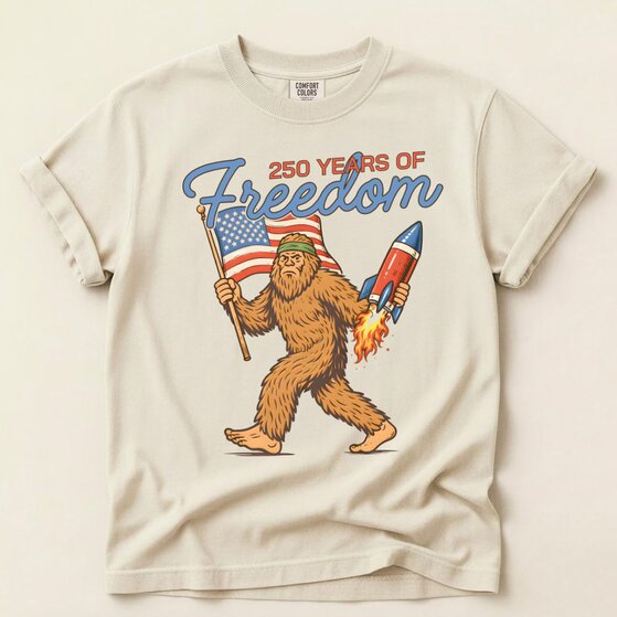 4th of July shirt with a dinosaur design that says 