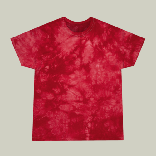 Red and light red tie-dye t-shirt.