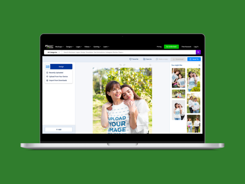 A screenshot mockup with Placeit’s editor, as an example of t-shirt design software.