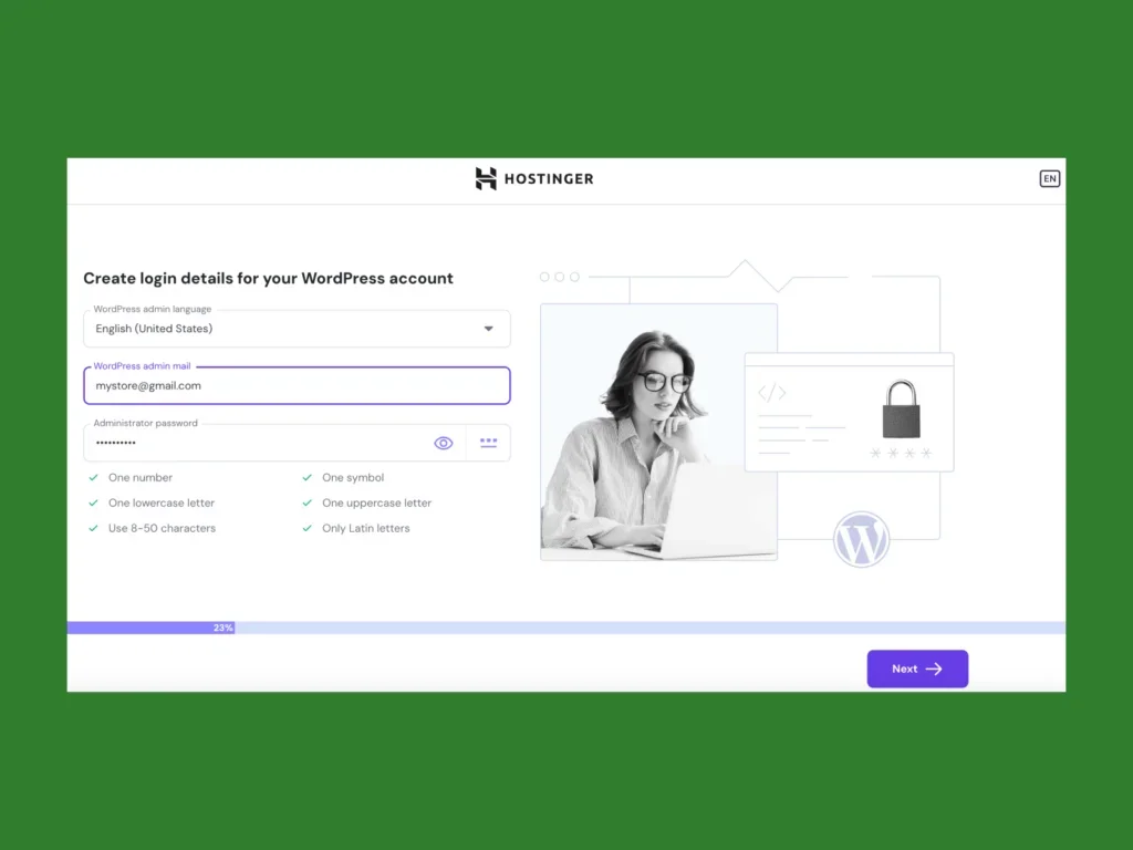 A screenshot showing the hosting set up.