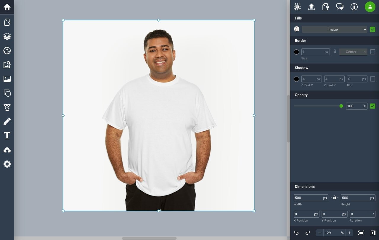 A screenshot of the Vectr t-shirt design software.