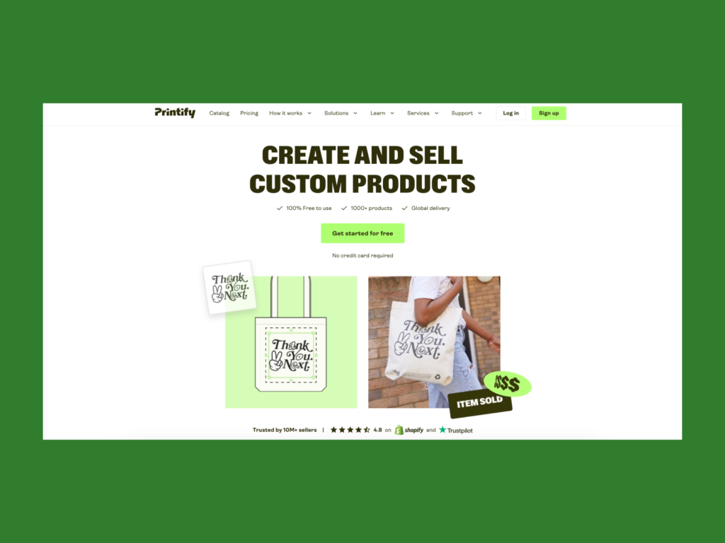 A screenshot of the Printify website.