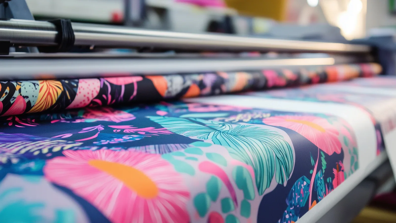 A dye-sublimation printer in the process of printing.