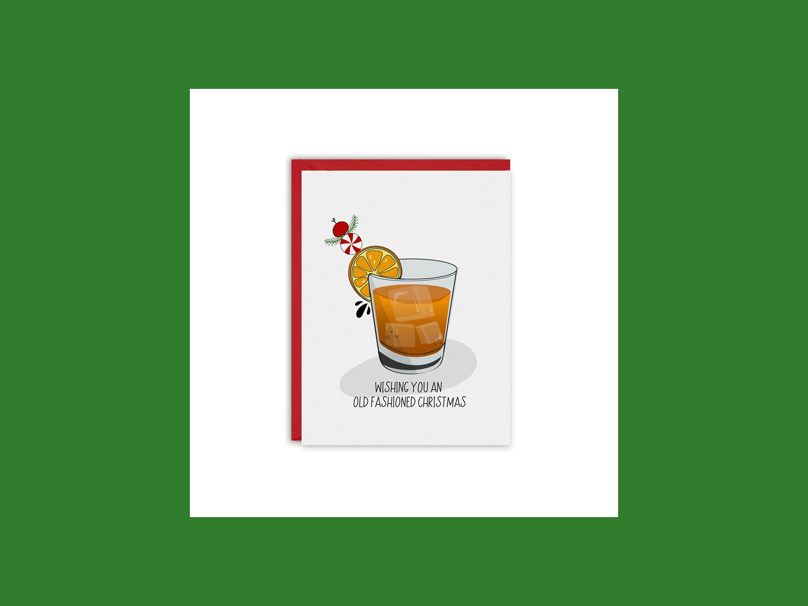 An illustrated Christmas card with an old-fashioned cocktail for an “old-fashioned” Christmas.