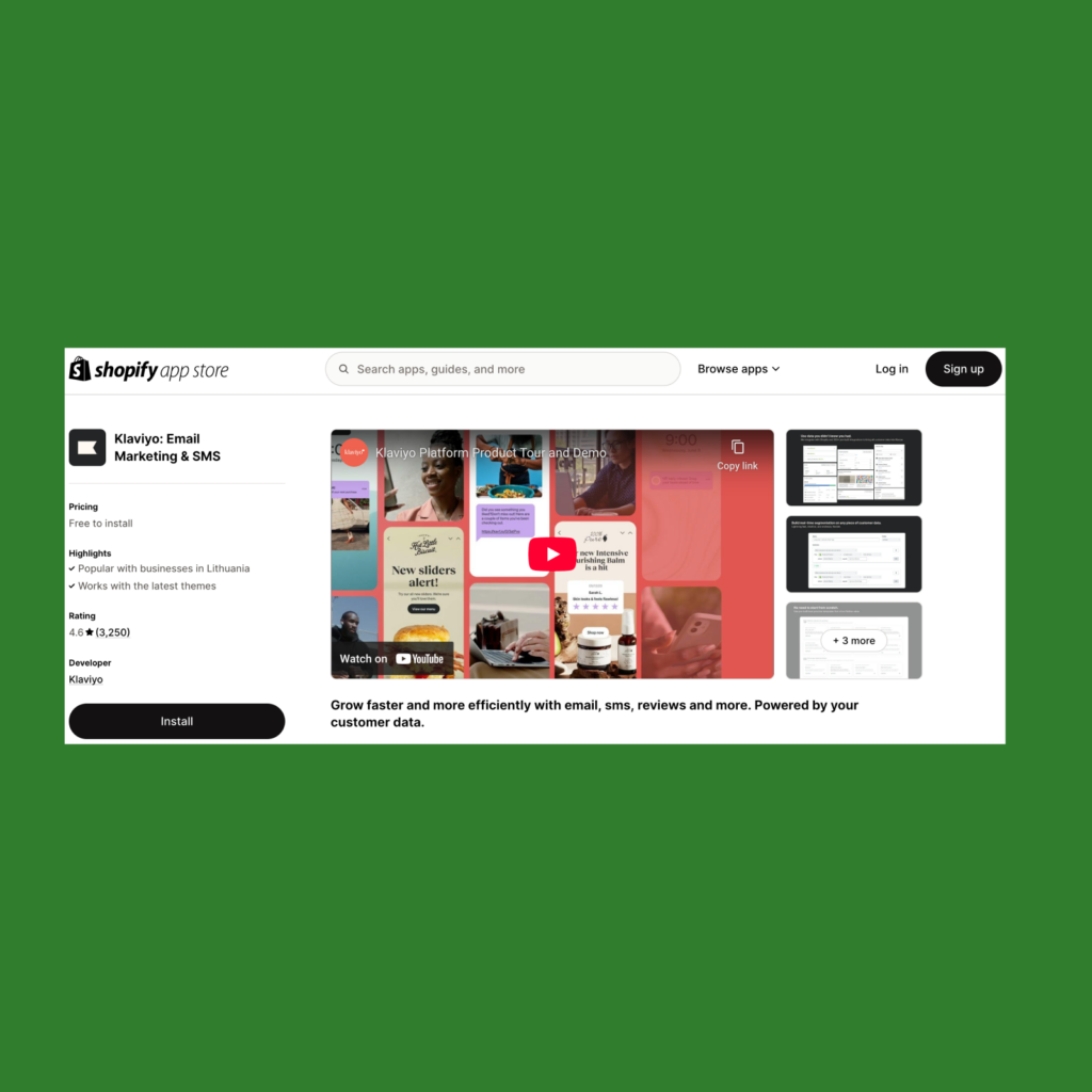 A screenshot of Klaviyo.