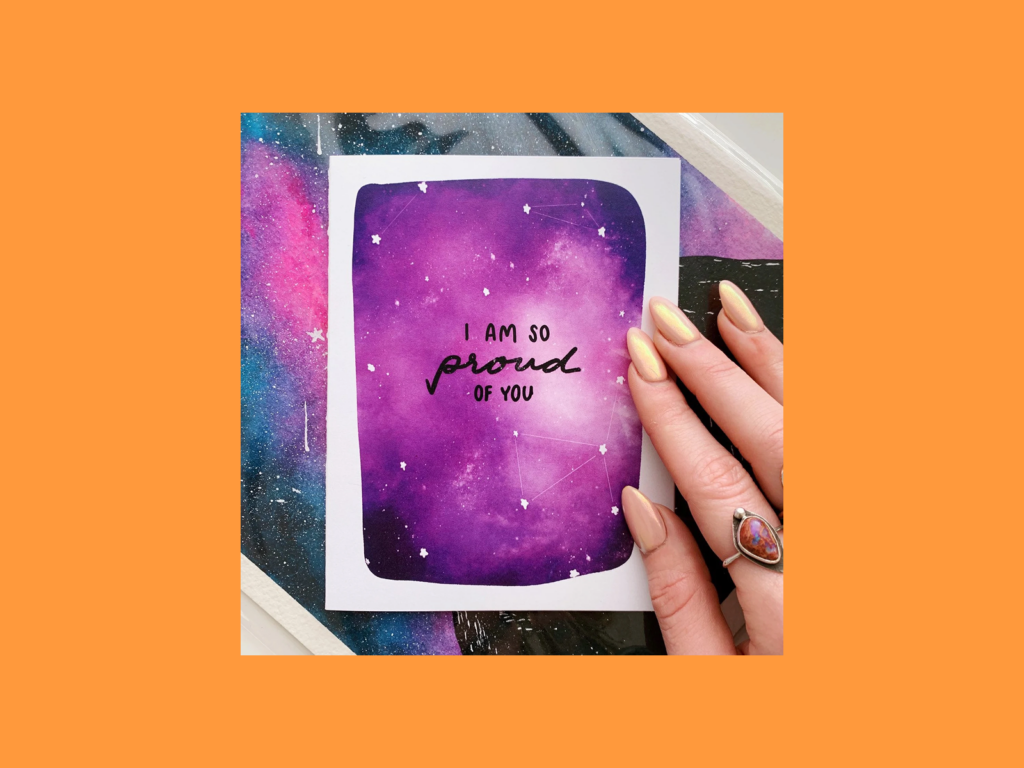 A galaxy themed greeting card.