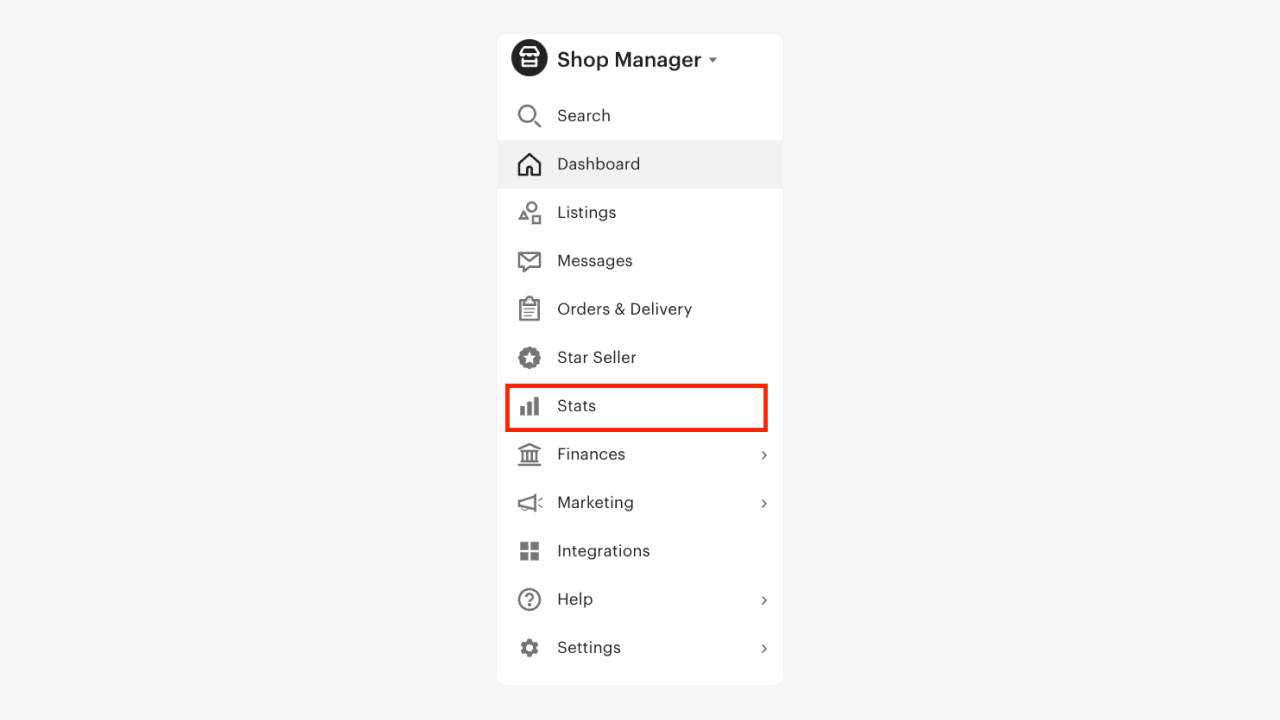 A screenshot showing the Etsy Shop Manager side panel.