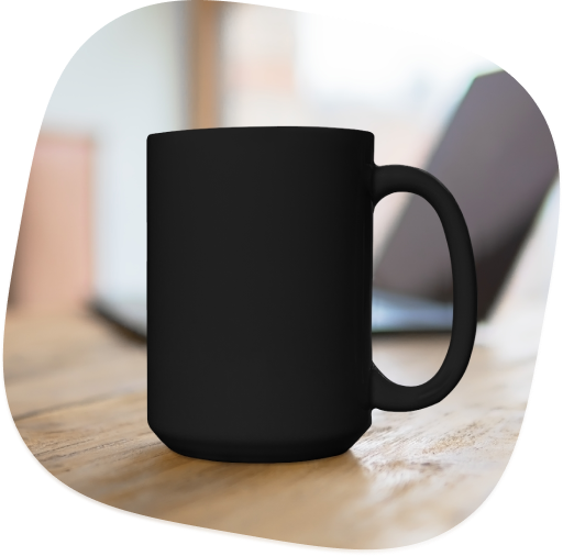 black coffee mug 15 oz