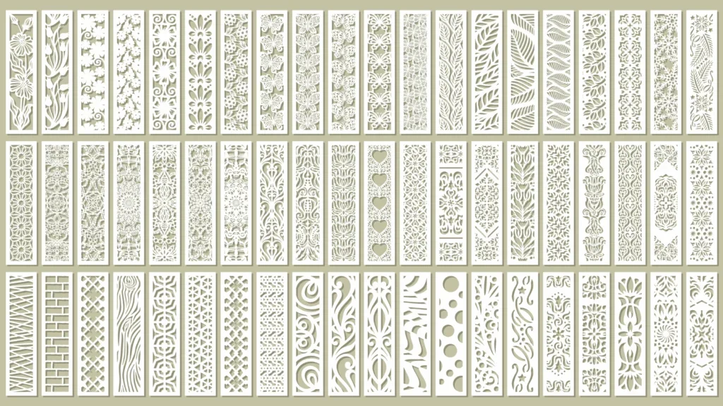 Various stencils used for glass etching using etching cream.