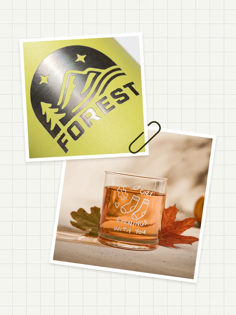 Engraved drinkware and keepsakes