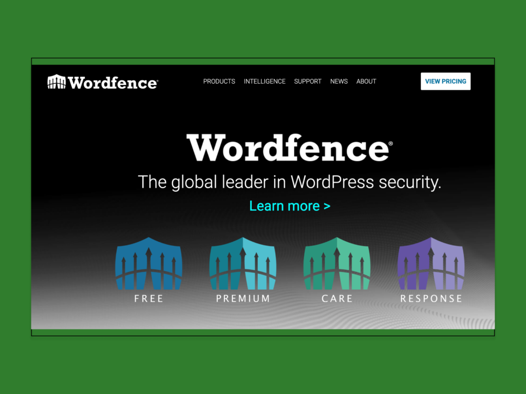 A screenshot showing the Wordfence.