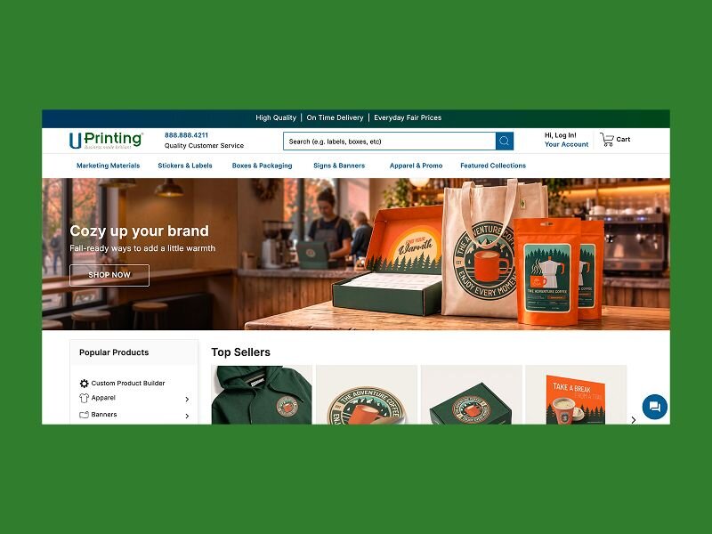 Printify homepage with a print-on-demand headline and custom products.