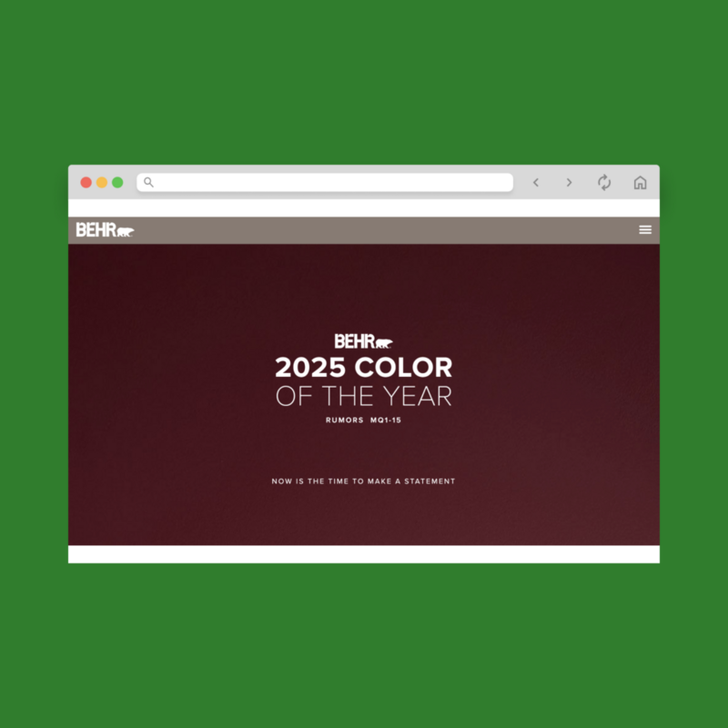 A screenshot of Behr’s Color of the Year 2025: Rumors.