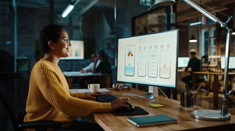 UX designer working on an app layout.