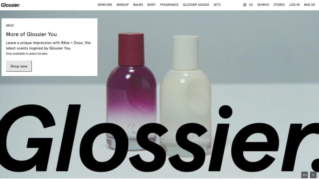 Glossier homepage.
