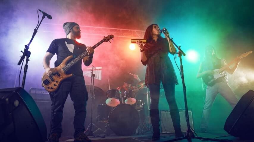 A band performing on the stage.